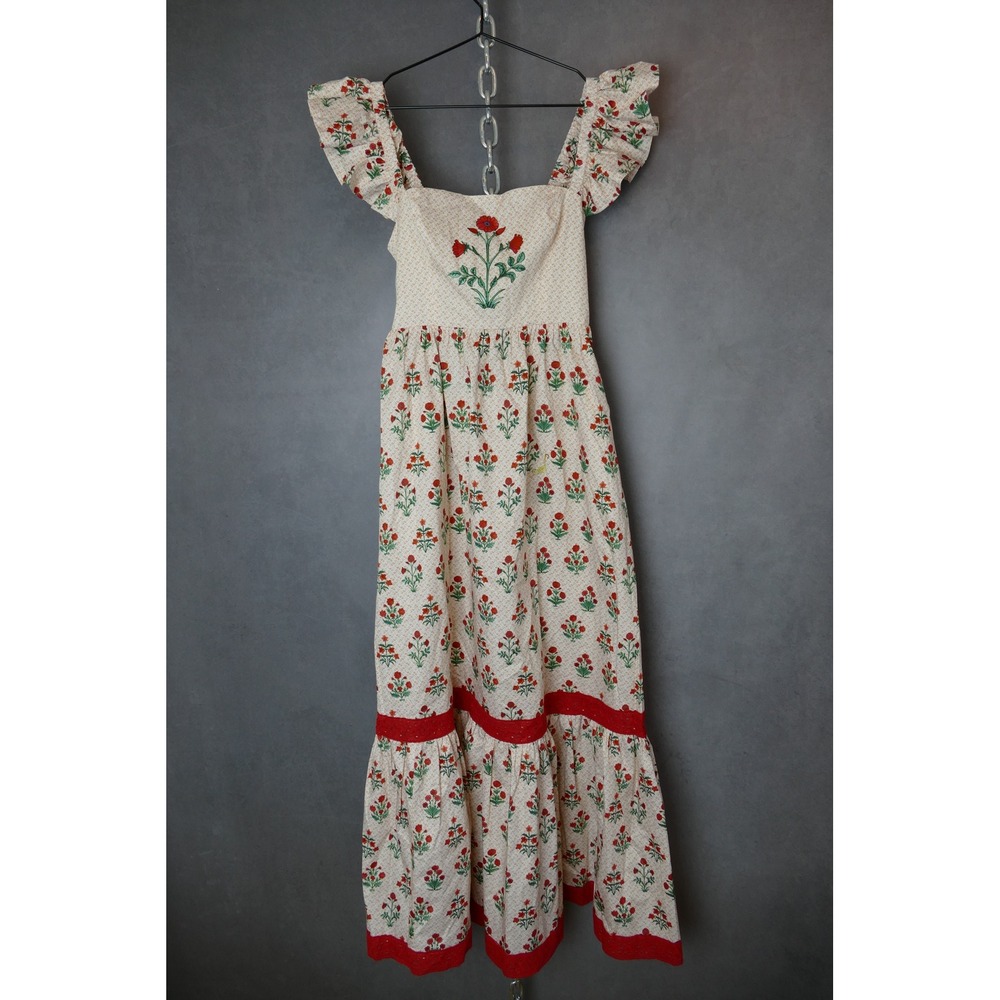 Hill House Home The Pippa Dress Block Print Poppy Ruffle Sleeve Cottagecore S - Picture 2 of 12